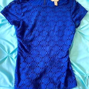 Banana Republic Blue Eyelet Lace Peplum Top Size 2